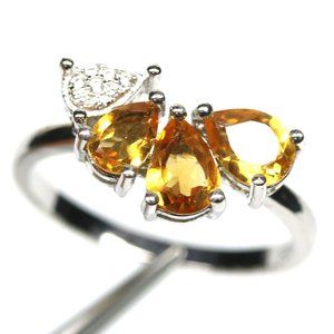 Natural Yellow Citrine .925 Sterling Silver Ring Size 9